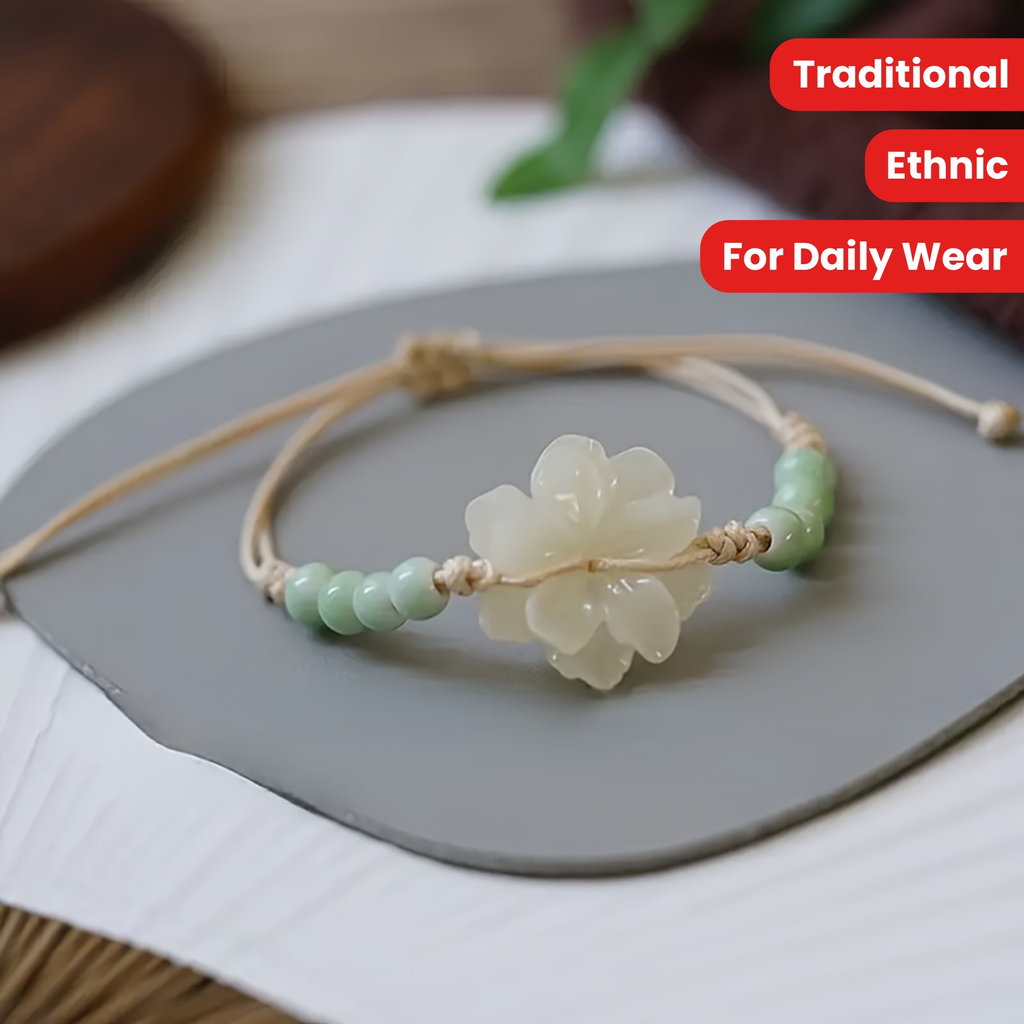 Ceramic Flower Vintage Chinese Ethnic Bracelet